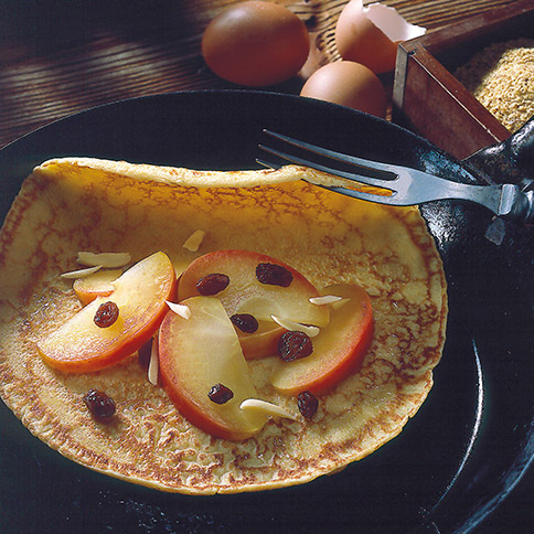 Apfelpfannkuchen mit Weizenkeimen