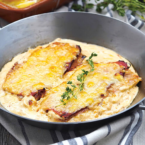 Kalbsschnitzel mit Rohschinken und Comté