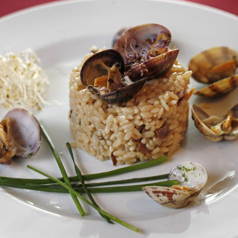 Steinpilz Risotto mit Venusmuscheln