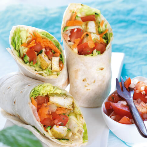 Wrap mit Spicy-Tofu und Raspelgemüse