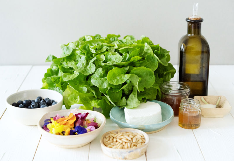 Salat mit Heidelbeeren Zutaten